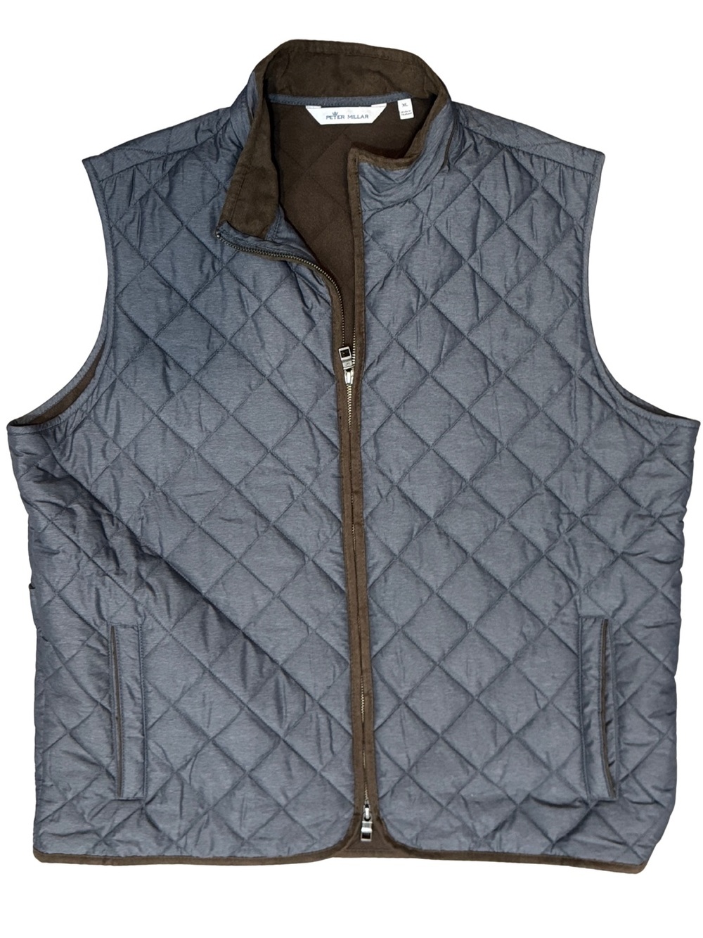 Peter Millar Men’s Essex Quilted Gray Full Zipper Vest
